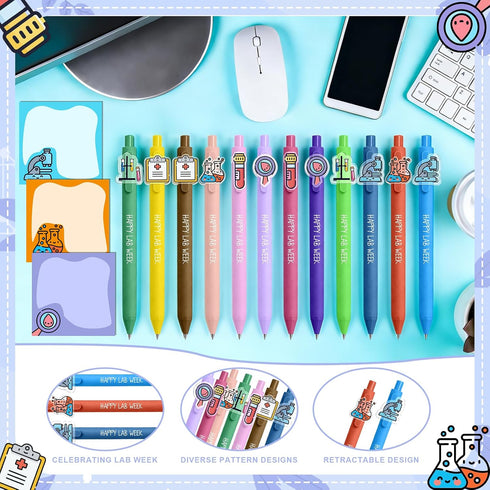 Jiytivity 24 Set 12 12 Pcs Laboratory Week Appreciation Gift Include Ballpoint Pens Sticky Notes for National Medical