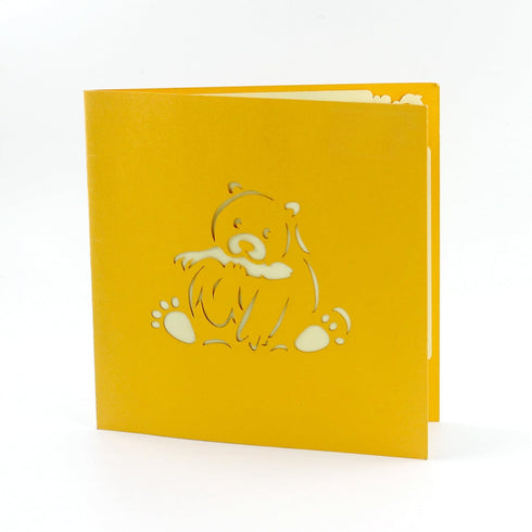 CUTE POPUP Bear Catching Salmon Father's Day Card, Happy Birthday Popup Card, Handmade Greeting Card for Family and