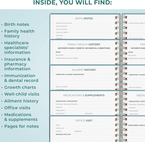 Clever Fox My Child's Health Record Keeper Child & Baby Medical Records Organizer Log Book Childcare Journal Notebook