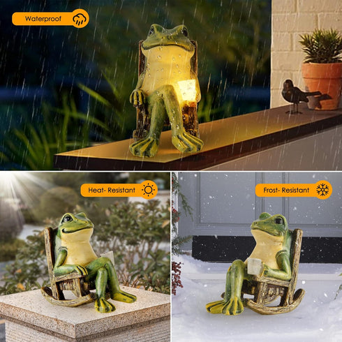 Miniature Frog Garden Statue, Halloween Decorations, Solar Garden Frog Decor for Patio, Yard, Lawn Ornament