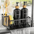 Set 2 Pack 16.9oz Set Cisily Kitchen Dish Soap Dispenser with Black Glass Bottle and Sponge Holder, Dish Soap