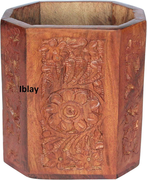 Floral Desk Supplies Organizer, Unique Mesh Pen Cups/Pencil Holder Wood Design for Kids, Office, and Home Decor Gifts