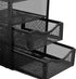 HEEPDD 3 Tier Mesh Office Desktop Organizer with 3 Drawer, Mini Desk Supplies Organizer, Metal Stationary Black Desk
