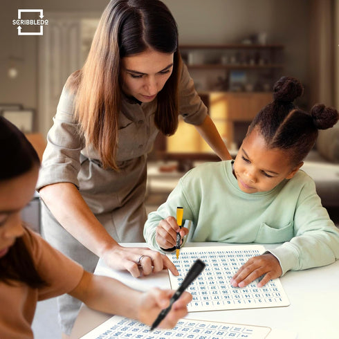 SCRIBBLEDO 9”x12” White Board Number Chart for First Grade Classroom, Small Math Practice Whiteboard