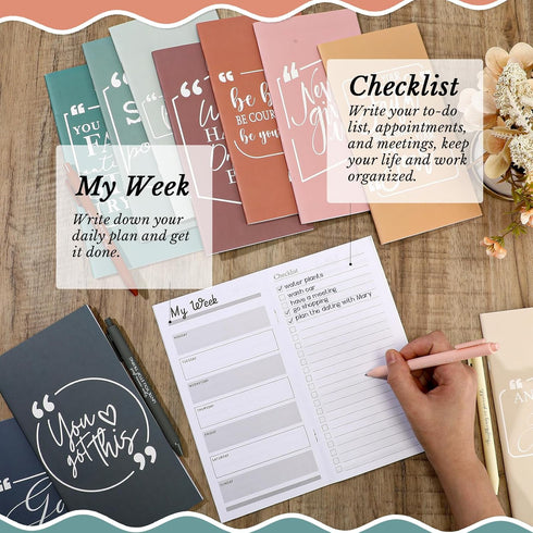 Spakon 60 Pcs Inspirational Employee Appreciation Gift, Weekly Planner Notepad Bulk, Motivational Ballpoint Pen for