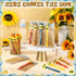 Sayglossy 100 Sets Here Comes The Son Theme Baby Shower Favors for Guests Ballpoint Thank You Card Organza Bag Boho