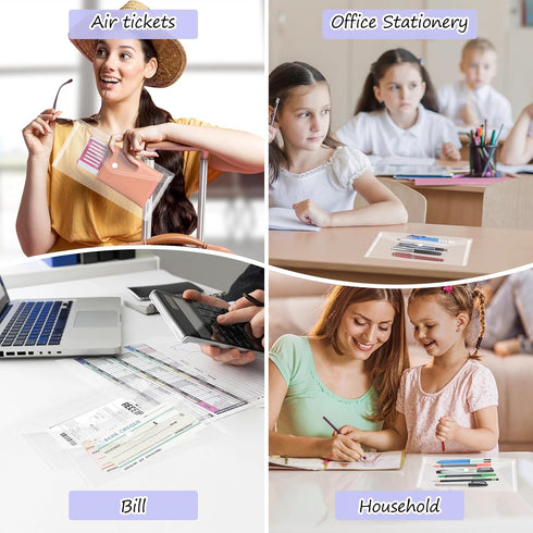 GoodSing 12 Pack Clear Plastic Envelopes A6, Reusable Document File Organizer with Snap Closure for School Home Office,