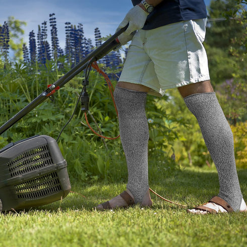 Zhanmai Cut Resistant Leg Sleeves Bite-Proof Protective for Welding Lawn Mowing Guard Safety (Gray, Heel Hole Style)