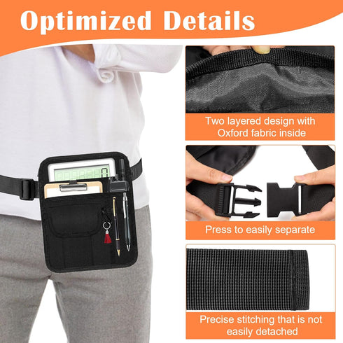 Solaradgy Premium Server Pouch, Beautyflier Waist Apron for Cash Adjustable Belt Waitress Apron with Pockets & Buckle