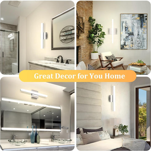 16Inch 9W IP44 4000K Combuh LED Bathroom Vanity Light Lamp Chrome Over Mirror Lighting Fixture Indoor Wall Sconce