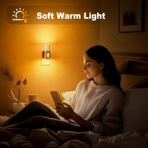 2 Pack Dimmable JandCase Night Light, Automatic Night Lights Plug into Wall, LED Night Light with Adjustable