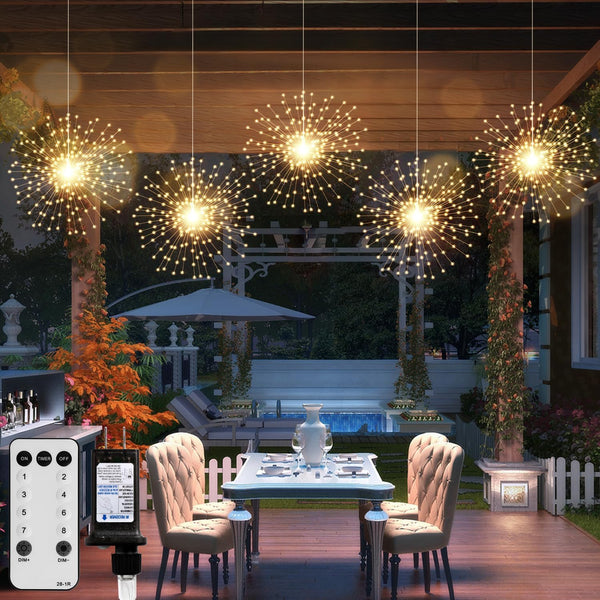 DoonDar 5 Pack Firework String Lights Christmas Light, 200 LED 8 Modes Hanging