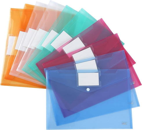 Mr. Pen Plastic Envelopes, 10 Pack A4 Letter Size with Snap Closure