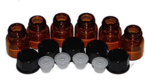 100pcs 1ml (1/4 dram) Amber Mini Glass Bottle | 1cc Amber Sample Vial | Small Essential Oil Bottle Travel Must + one 7