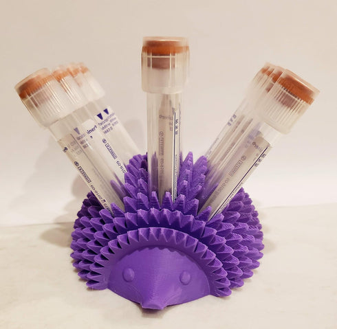 Test Tube Rack for 13mm Tubes, Holds 12 Tubes, Fun Hedgehog Design (Grape)