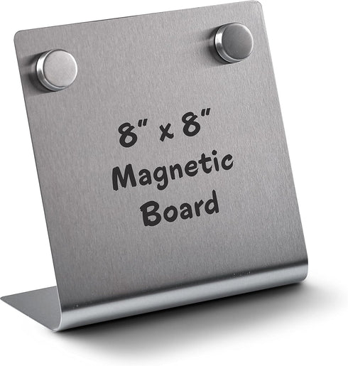 Magnetic Bulletin Board with Stand - Small Dry Erase Memo Board, Tabletop Metal Easel for Magnet Display, 8x8 Inches