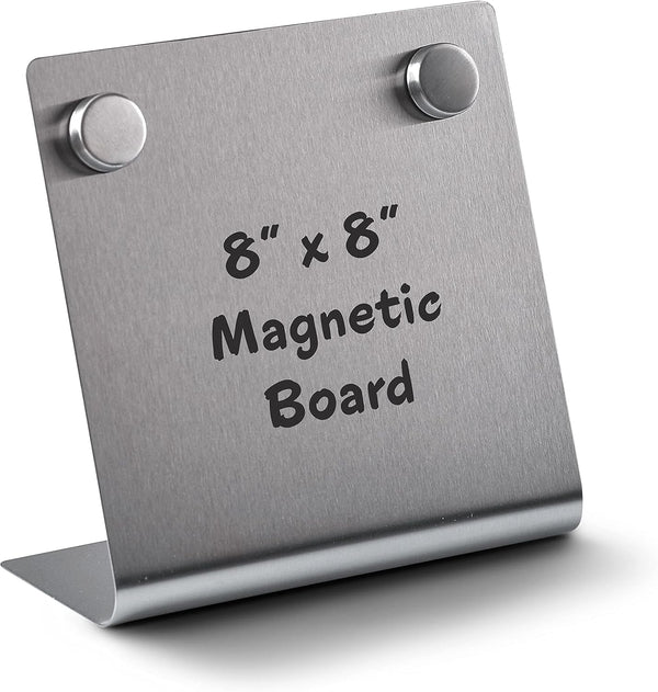 Magnetic Bulletin Board with Stand - Small Dry Erase Memo Board, Tabletop Metal Easel for Magnet Display, 8x8 Inches