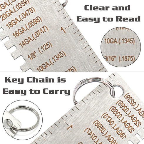 ZeeDix Portable Metal Sheet Thickness Gauge, Stainless Steel Plated Inspection Tool for Metal Sheets
