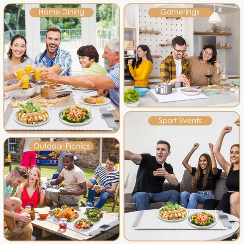 5 Settings, 4-Hour Food Warming Mat - Temperature Timer, Child Lock, Flexible Silicone, Easy Clean, Multi-Use, Perfect