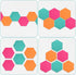 Navaris Hexagon Felt Board Tiles, Set of 6 Memo Bulletin Boards with Push Pins (5.9 x 7 inches) - Turquoise, Orange