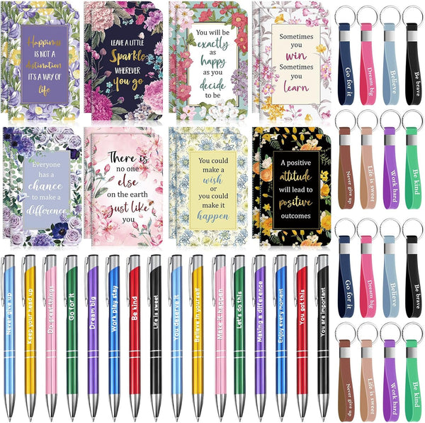 PerKoop 48 Pcs Bulk Inspirational Gifts, Motivational Notepads, Ballpoint Pens, Keychains, Christian Gifts for Teachers