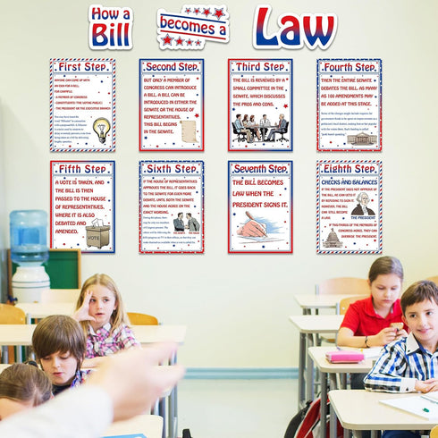 party greeting 11pcs American Bill and Law Bulletin Board Set, US Government History Decor for Middle School Classroom