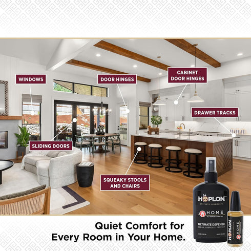 5oz HOPLON Home Duo Synthetic Ester Lubricant Spray & Needle, Stops Squeaks & Rust on Door Hinges, Garage Doors