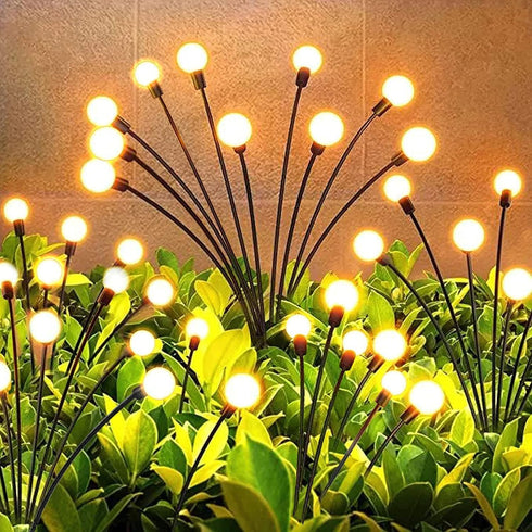 Solar Garden Lights - 2 Pack 16 LED Waterproof Outdoor Lights, Firefly Garden Decoration for Yard, Warm White