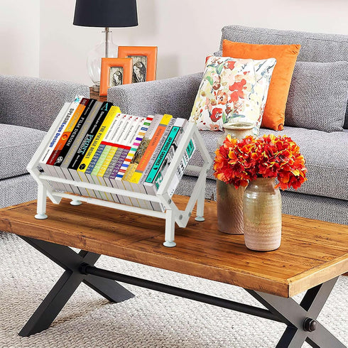 ENCIMART Tabletop Bookshelf Organizer, Adjustable Desk Shelf for Top of Desk in Living Room, Home, Office, Stainless