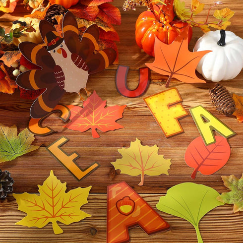 Pasimy 96 Pcs Fall Bulletin Board Decorations - Thanksgiving Classroom Cardboard Cutouts for Autumn Harvest Decor