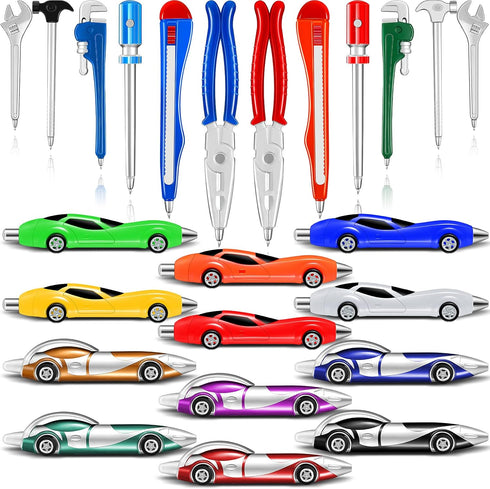 Zonon 24 Pieces Car Pens and Novelty Tool Ballpoint Pens, Colorful Ink Pens for Back to School and Office Supplies