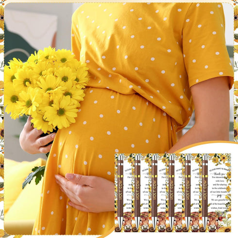 50 Sets 50 50 Spakon Highland Cow Baby Shower Party Gifts Bulk for Guests Include Holy Cow Bamboo Pens Bookmarks