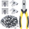 300 Pieces Wire Cage Clips with 1 Piece Wire Cage Buckle Snap Plier for Chicken Pet Dog Cat Cage (Silver, Black, Yellow)