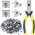 300 Pieces Wire Cage Clips with 1 Piece Wire Cage Buckle Snap Plier for Chicken Pet Dog Cat Cage (Silver, Black, Yellow)