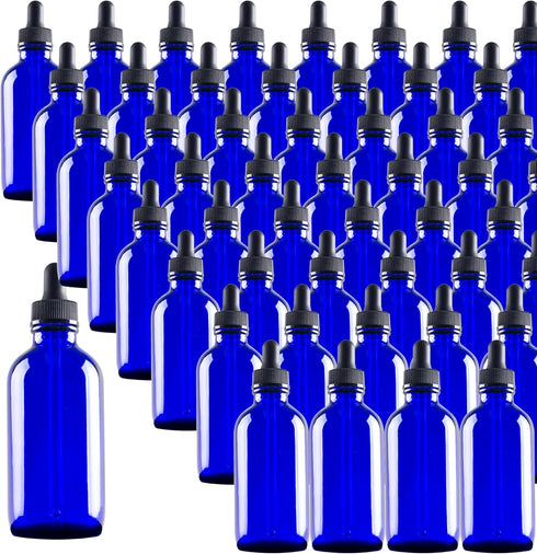 48 Pack 4oz Blue Glass Dropper Bottles - Eye Dropper Bottles with Glass Droppers for Essential Oils, Perfumes