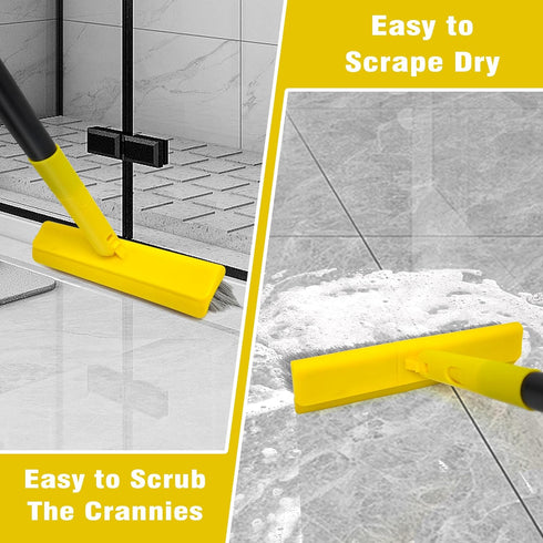 2 1 49.6" 180Rotatable in Grout Brush with Long Handle, Swivel Grout Cleaning Brush V-Shape Grout Line Scrubber, Shower