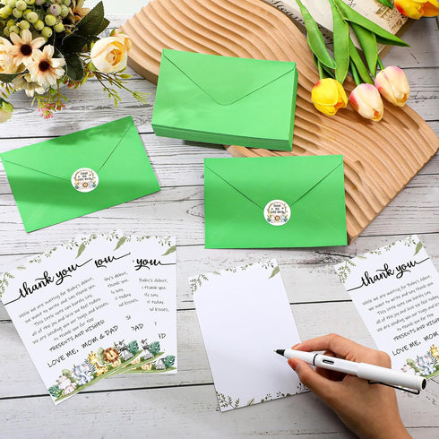 Chuangdi 50 Sets 50 Baby Shower Thank You Cards with Envelopes and Sticker Baby Shower Appreciation Greeting Cards