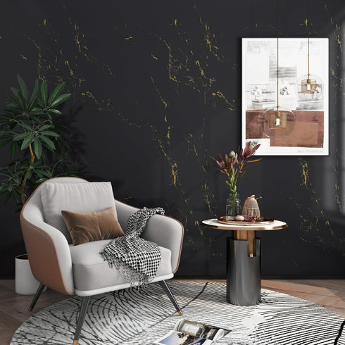 YENHOME Marble Countertop Peel and Stick 17.7"X118" - Waterproof Grey Gold Contact Paper for Bathroom Kitchen