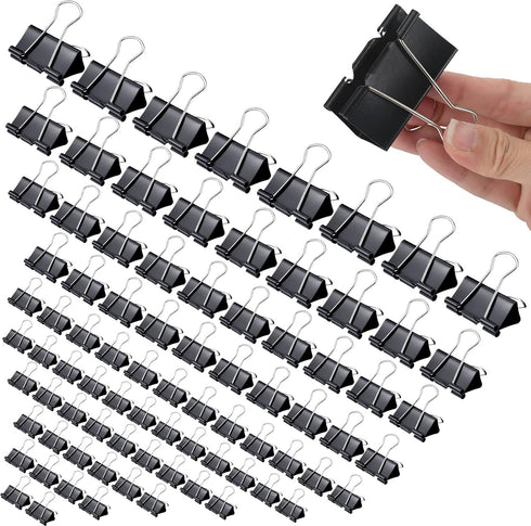 Yexiya 1000 Pcs Binder Clips Bulk, Assorted Sizes Black Paper Clips for School Teachers and Office Supplies