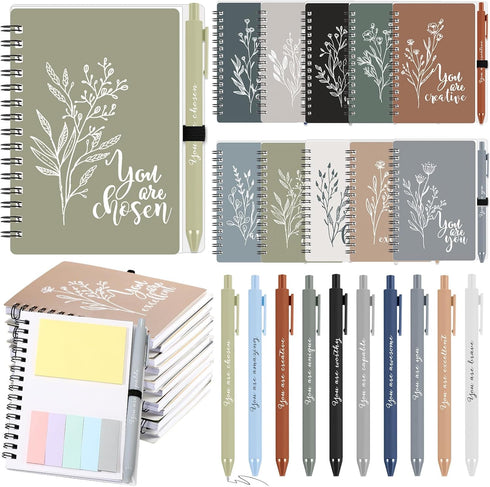 Janlaugh 20 Sets Inspirational Notebooks with Sticky Notes, Ballpoint Pens, Boho Aesthetic Journals