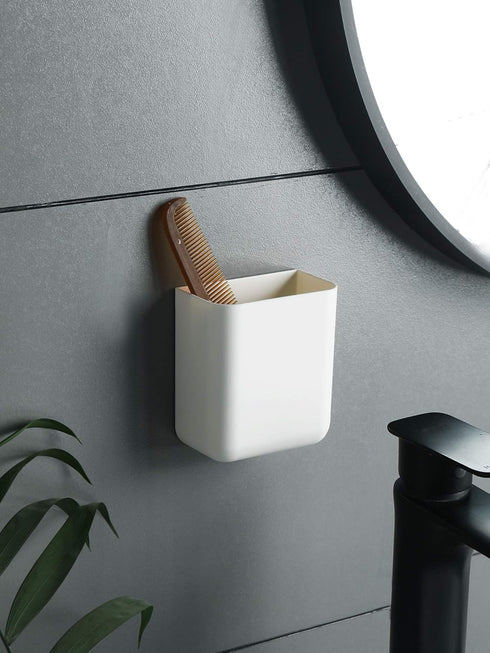 T-H-See Remote Holders Wall Mount, Hole Free Self-Adhesive Storage Box & Pen Holder, 2 Pack