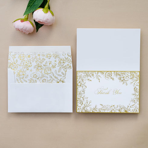 50 Pack 4x6 Inches ponatia Floral Thank You Cards With Envelopes, Gold Foil Greeting Notes with Envelopes & Stickers