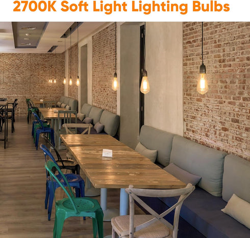 WIHTU LED Filament Light Bulbs, Bright Vintage 6W LED Edison Bulbs, 60W Equivalent, ST58 2700K Warm Light, E26 Standard