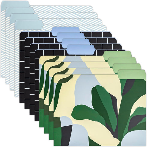 PAPERAGE 12 Pack Decorative File Folders, Heavyweight Paper, 3 Unique Designs, Letter Size (9.5 x 11.75") with 1/3 Cut