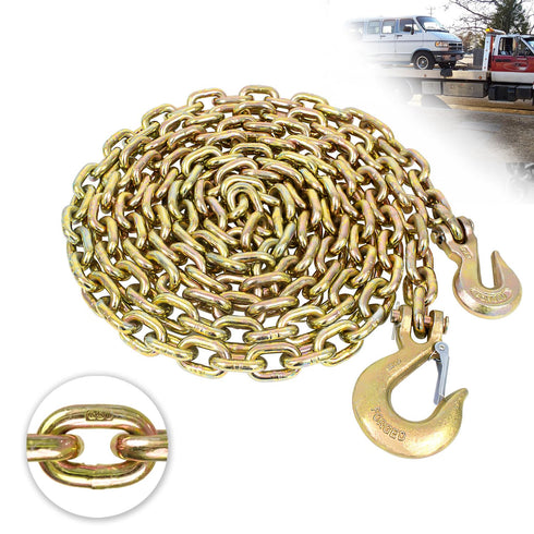 TKK G80 Transport Binder Chain, 3/8 Inch x 8 Foot Heavy Duty Chain for Transporting and Towing Equipment