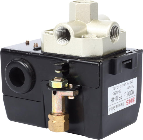 SNS Pressure Switch Control 95-125psi, 4 Ports Heavy Duty 20 Amp for Air Compressor PS10-4H1