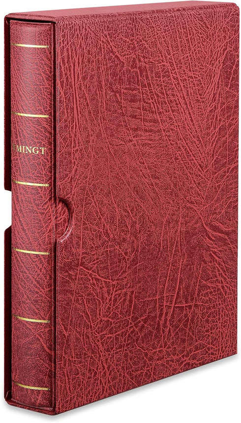 MUDOR 4 Ring Classic Binder, Empty Albums Stockbook for Stamps, Documents, Coins, Bank Notes Classic Binder (Red)