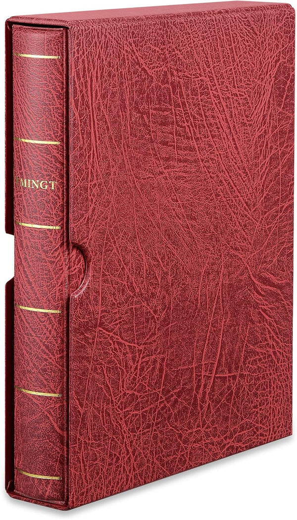 MUDOR 4 Ring Classic Binder, Empty Albums Stockbook for Stamps, Documents, Coins, Bank Notes Classic Binder (Red)