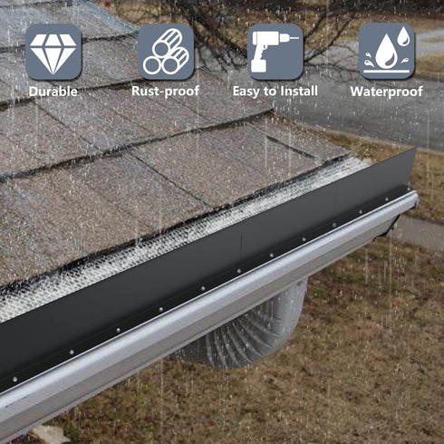 4 Pack Aluminum Gutter Valley Splash Guards, Rainwater Roofing Gutter Guard for Flat Roofs
