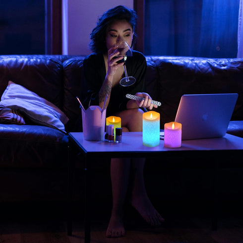 3PCS NICEME Rechargeable Color Changing Candles with Remote Timer USB Cable LED Multi Colored Flameless Candles Battery